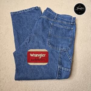 Wrangler Authentics Men's Blue Classic Carpenter Relaxed Fit Denim Jeans 42 x 30